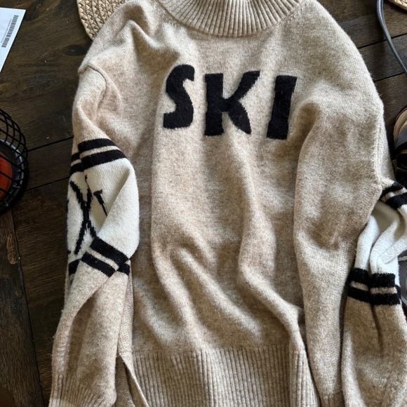 Lou Grey Sweater Women’s XL Tan Ski Loft Winter Cabin Cozy Mock Neck - Picture 4 of 4